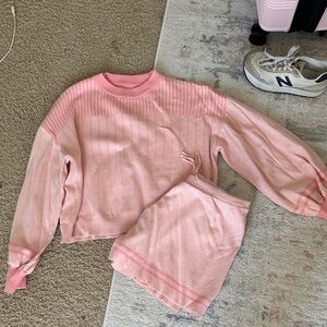 Pink Striped Sweater and Skirt Set